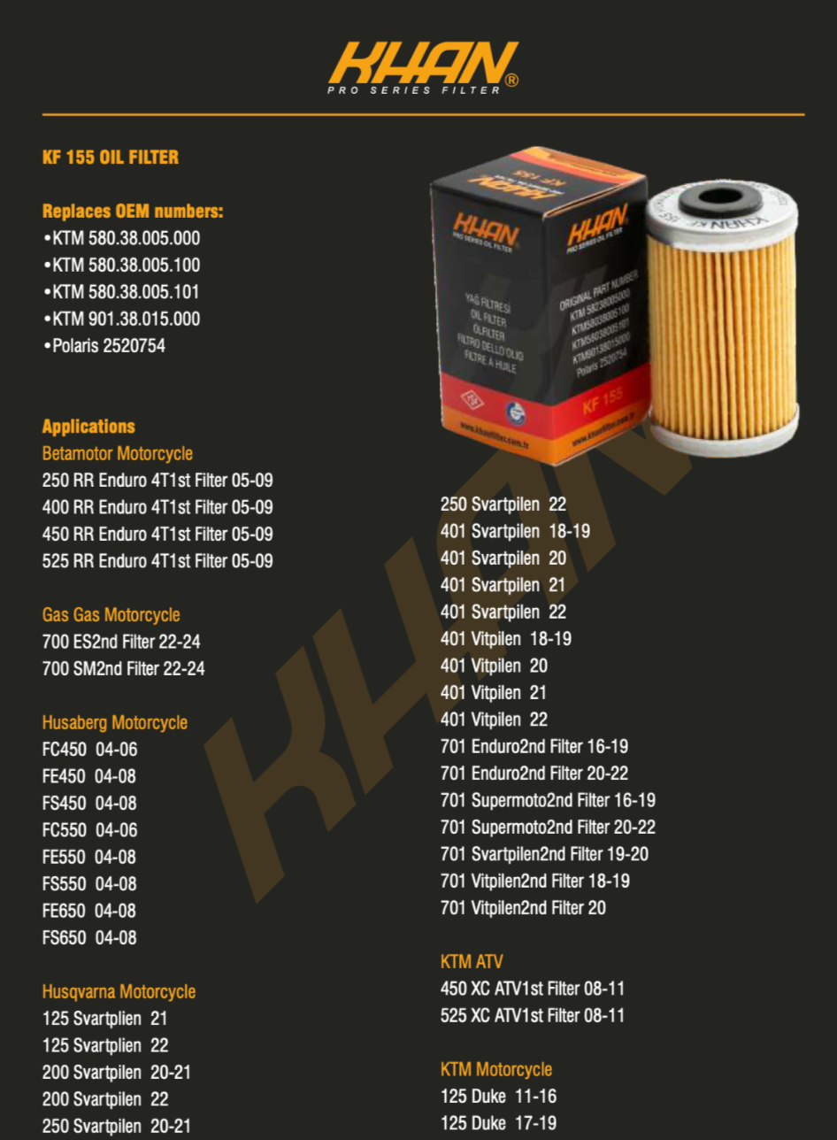 FILTRO DE ACEITE  KHAN KF-155