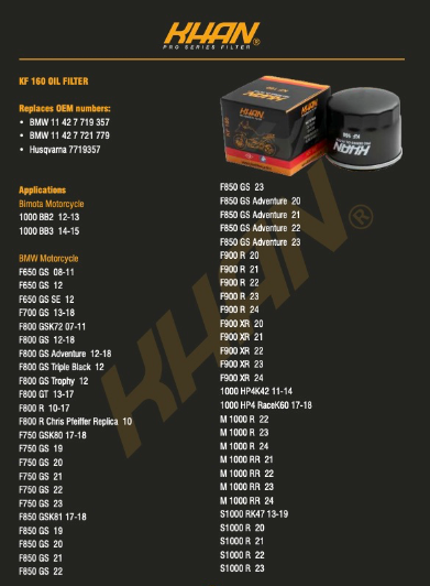 FILTRO DE ACEITE  KHAN KF-160