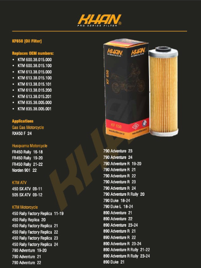 FILTRO DE ACEITE  KHAN KF-650
